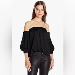 Milly Black Off The Shoulder Silk Blouse